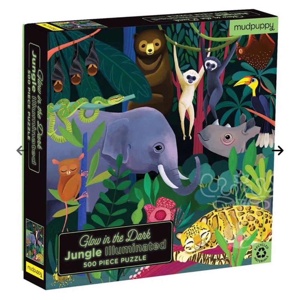 Mudpuppy Glow in the Dark Jungle 500 Piece Puzzle Jigsaw All Pieces Here!